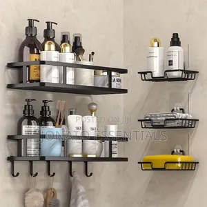 5 Piece Bathroom Shelf Caddy Set Wall Mount Storage Rack