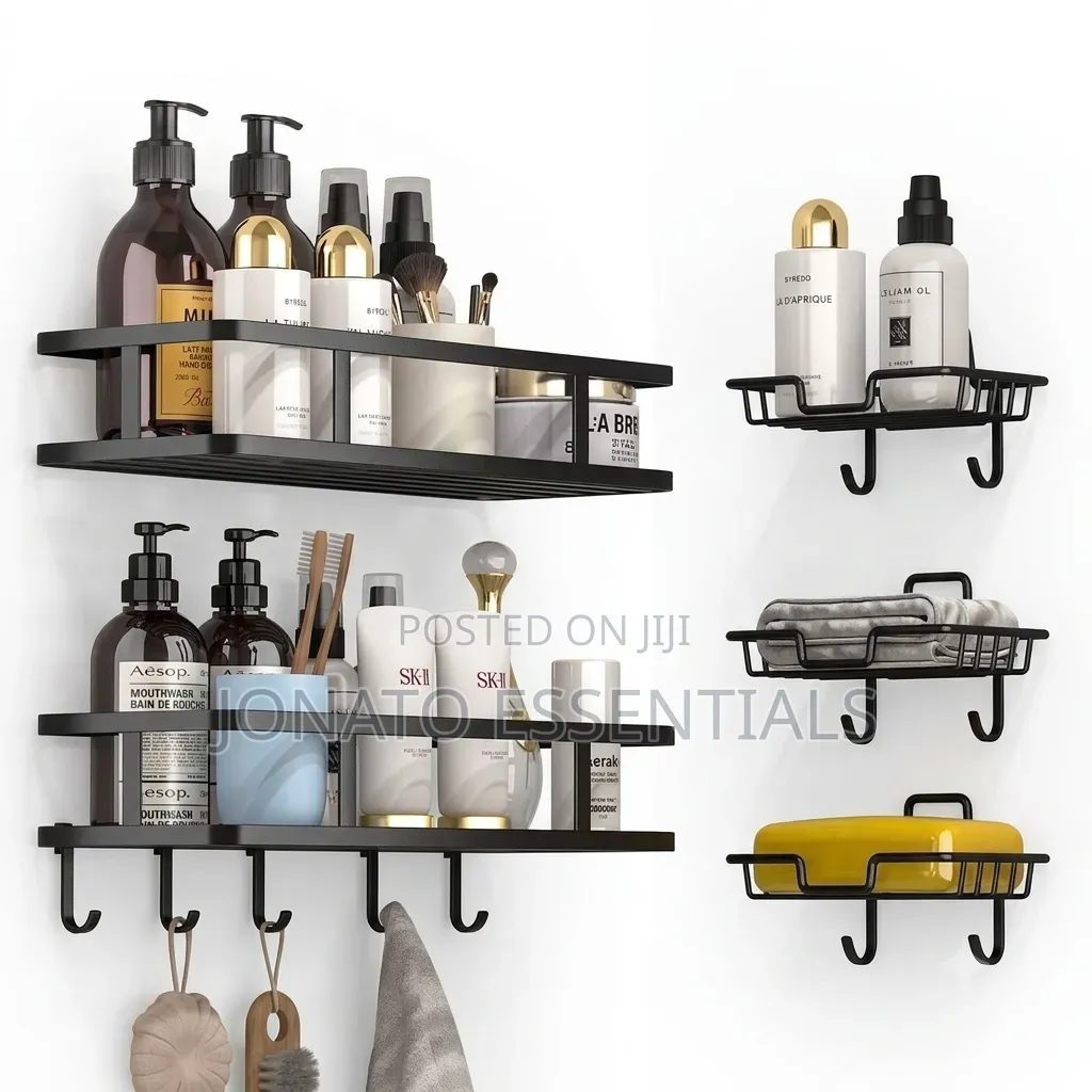 5 Piece Bathroom Shelf Caddy Set Wall Mount Storage Rack