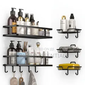 5 Piece Bathroom Shelf Caddy Set Wall Mount Storage Rack