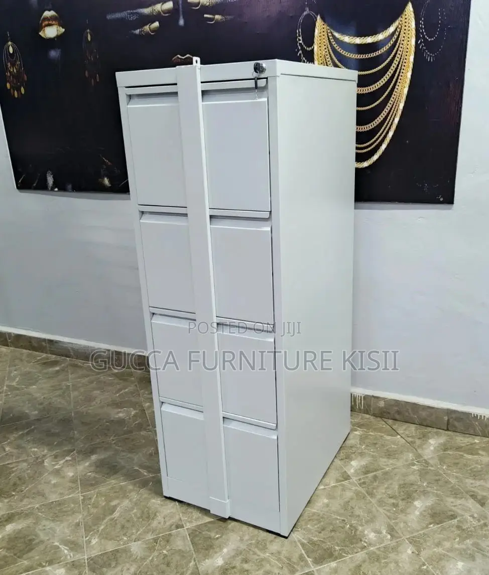 4 Drawer Metallic Vertical Cabinet With Security Steel Bar