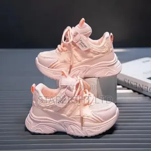 Peach Trendy Kids Sneakers, Comfortable Fashion Shoes 26-37