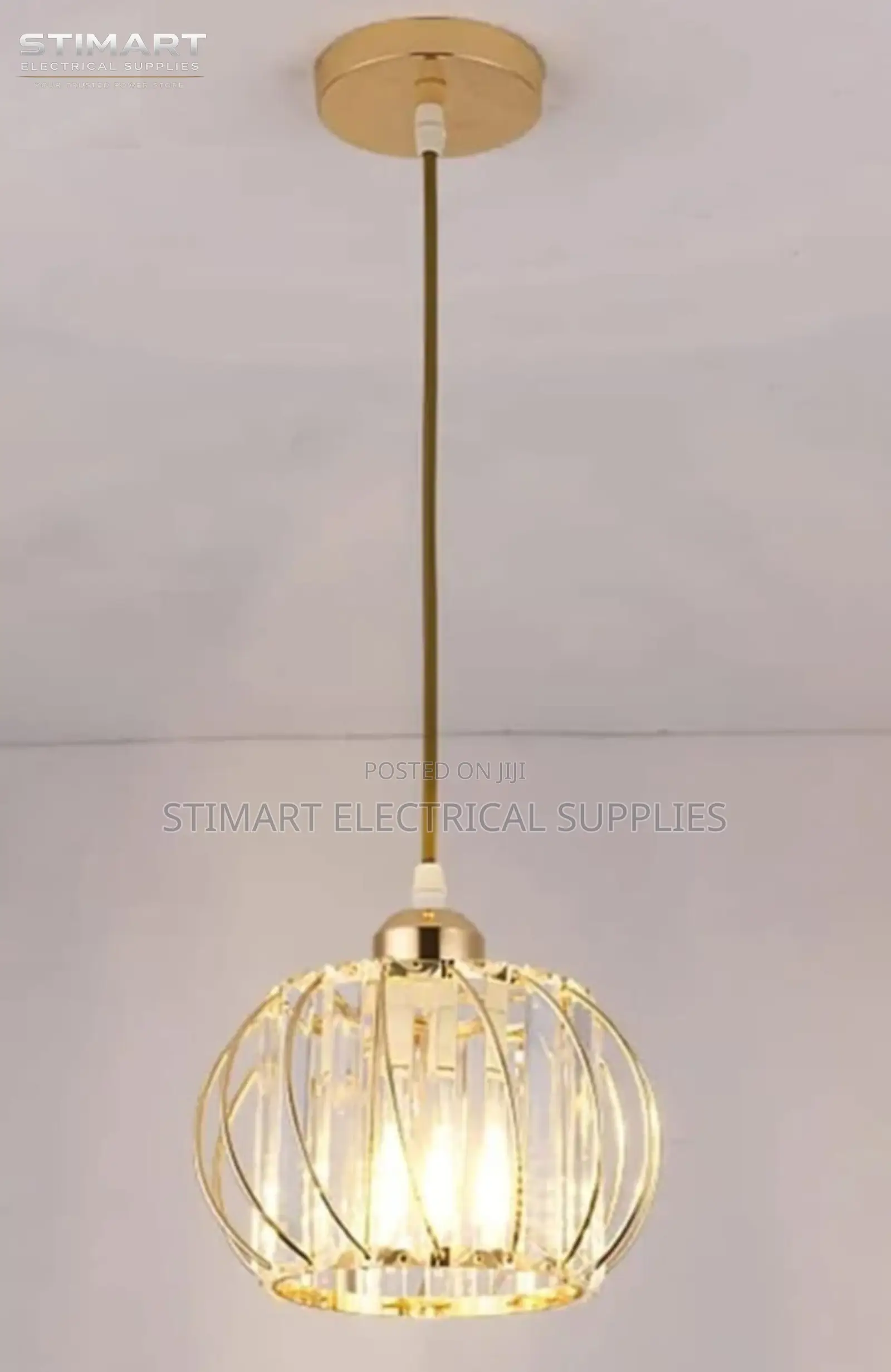 Gold Finish Crystal Pendant Light