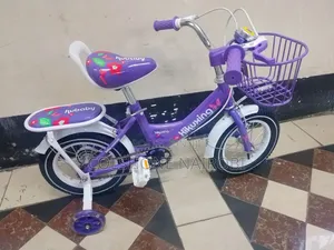 Kids’ Purple Bicycle With Training Wheels, Basket Rear Seat Size 12