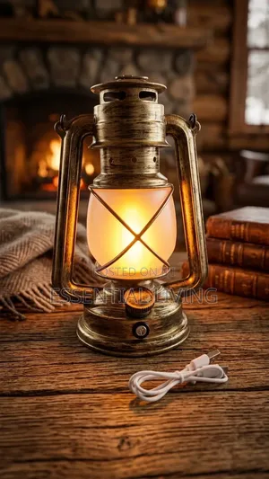Vintage LED Rechargeable Camping Lantern Flame Effect Night Light
