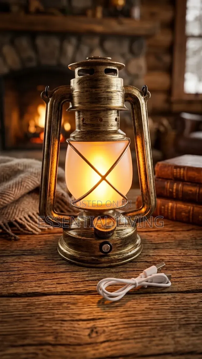 Vintage LED Rechargeable Camping Lantern Flame Effect Night Light