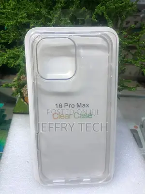 Clear Protective Case Packaged for the Apple iPhone 16 Pro Max.