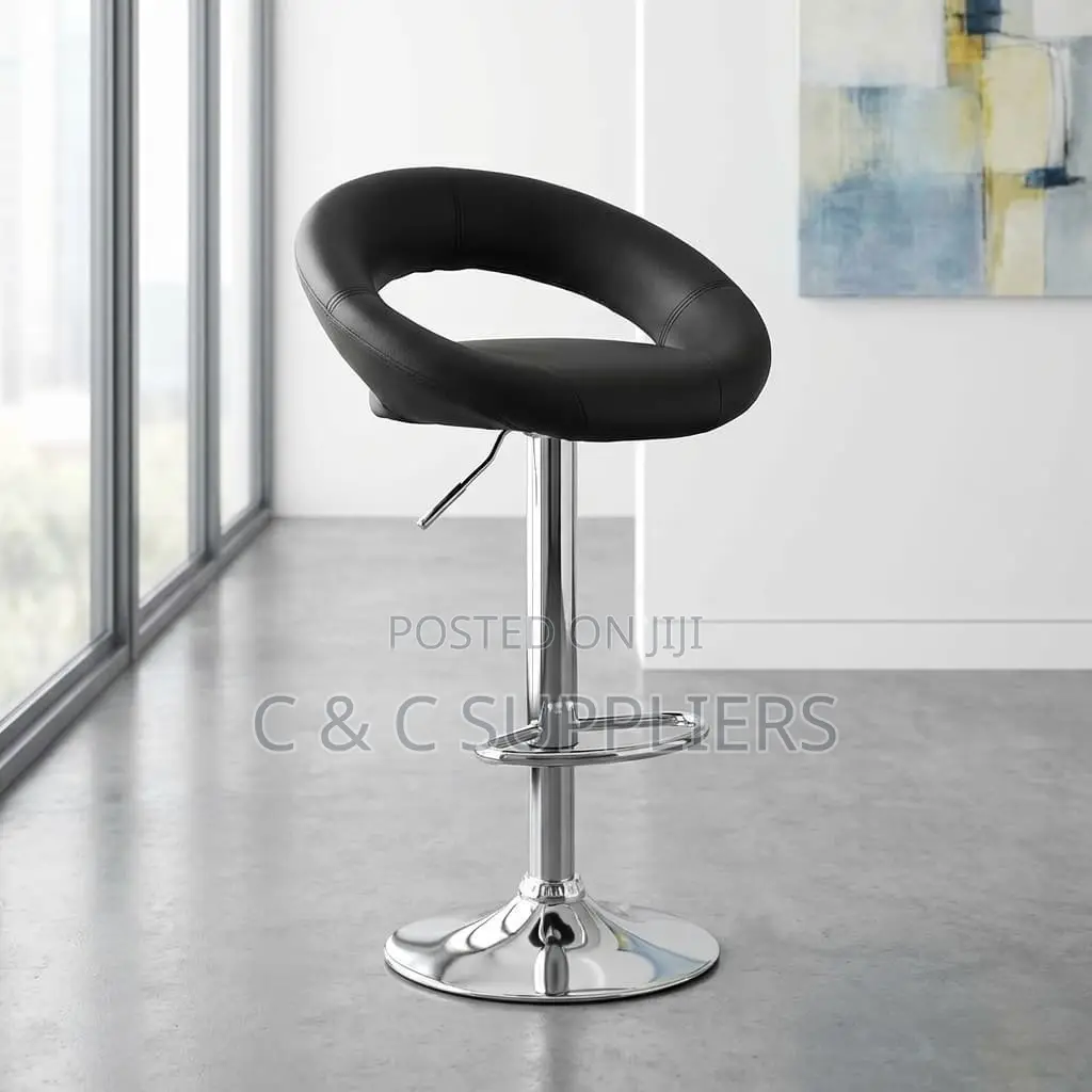 Modern Round Leather Kitchen Stool.