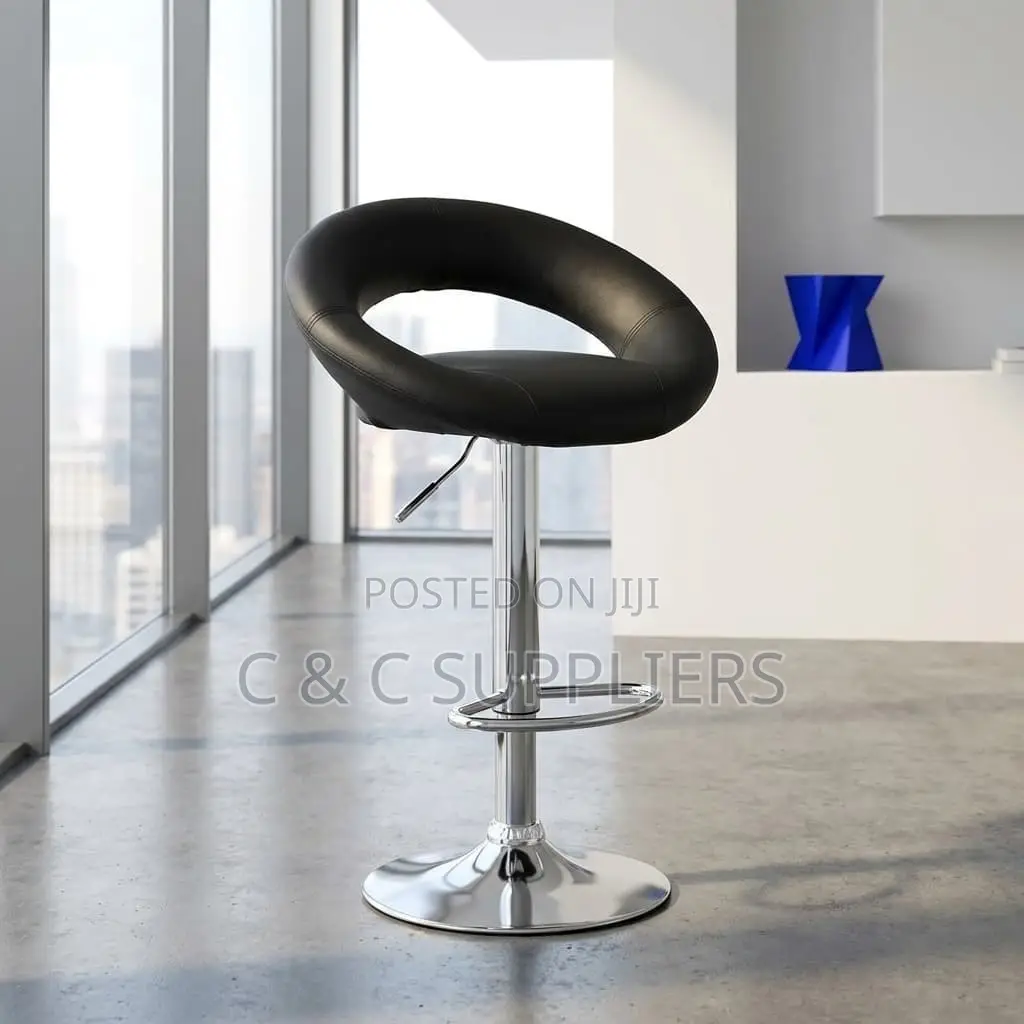 Modern Round Leather Kitchen Stool.