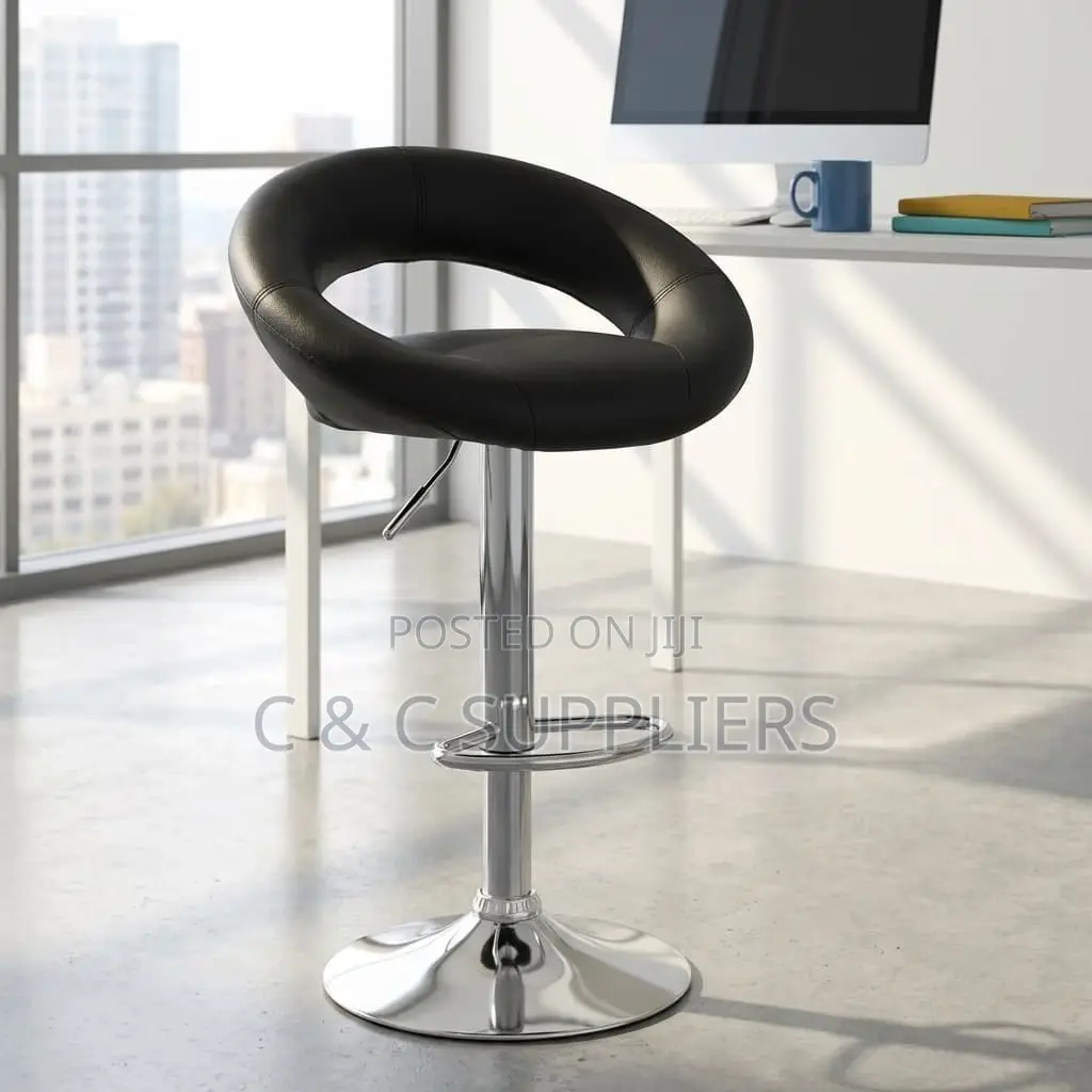 Modern Round Leather Kitchen Stool.