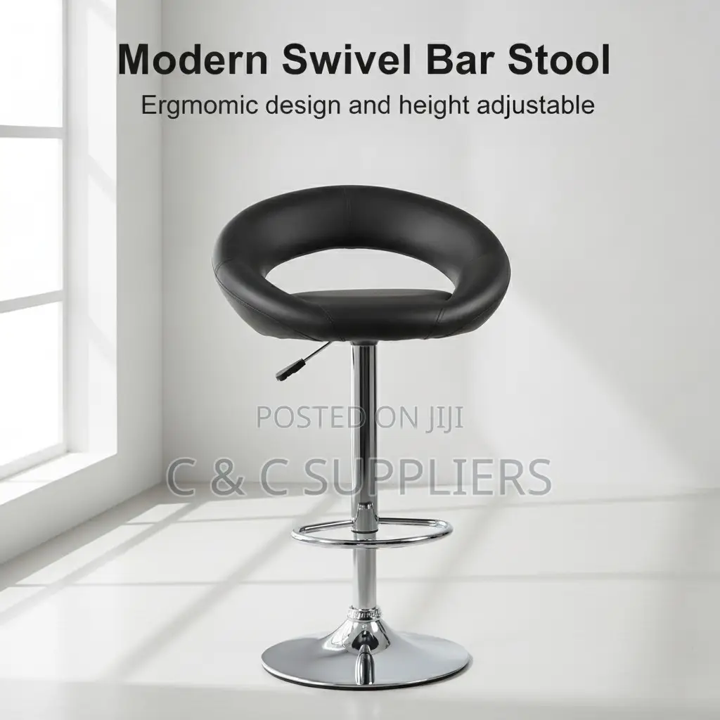 Modern Round Leather Kitchen Stool.