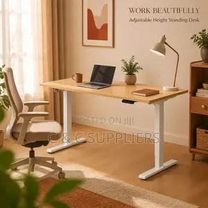 Adjustable Brown Top Electric Desk-140cm