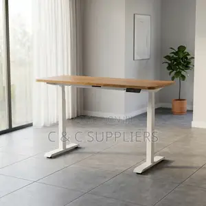 Adjustable Brown Top Electric Desk-140cm