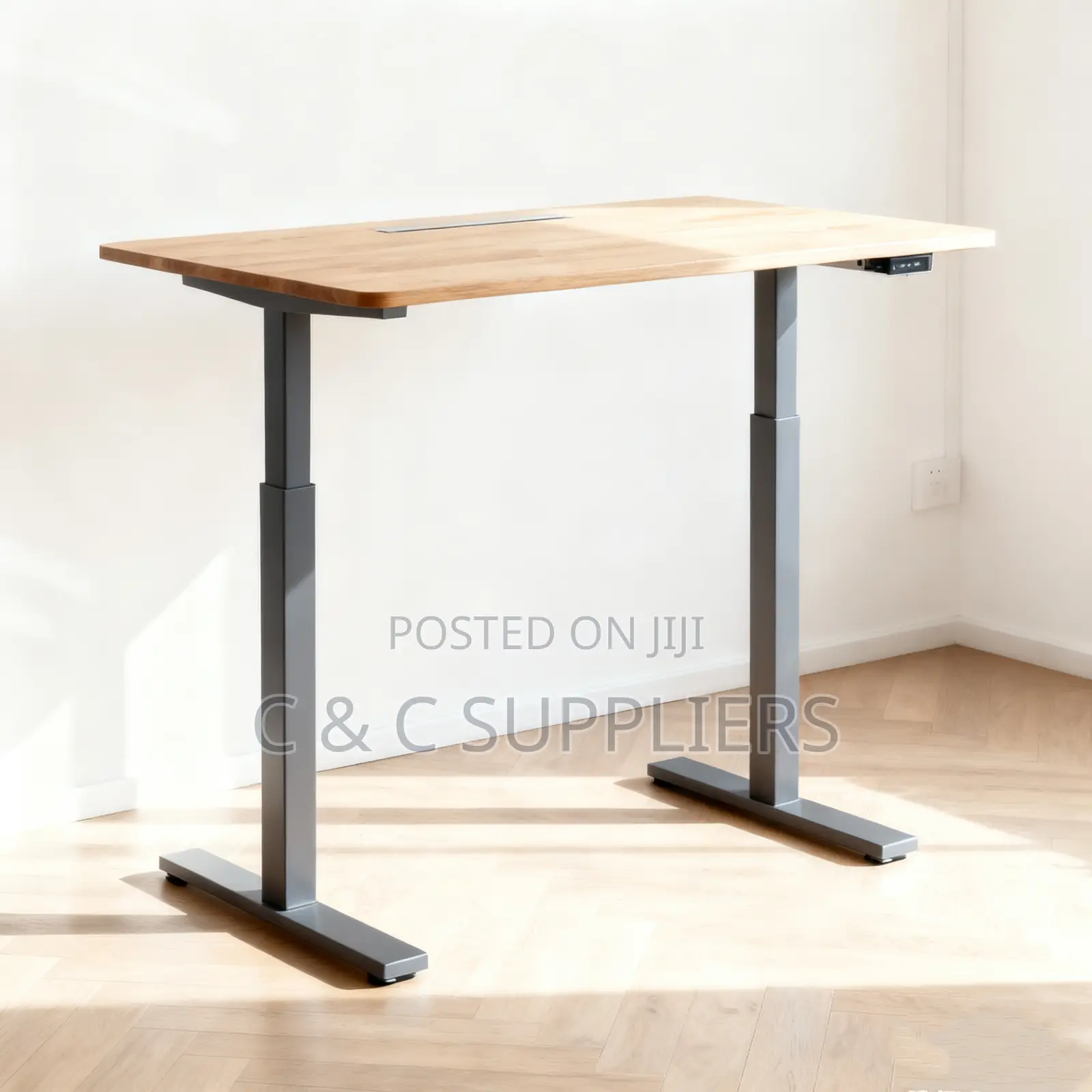 Adjustable Brown Top Electric Desk-140cm