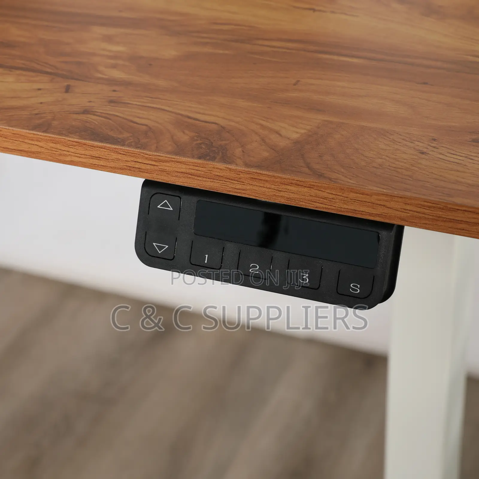 Adjustable Brown Top Electric Desk-140cm