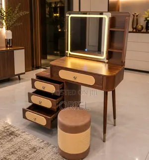 Dressing Table With LED Mirror and Stool Kenya – Modern Vanity Set
