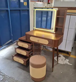 Dressing Table With LED Mirror and Stool Kenya – Modern Vanity Set