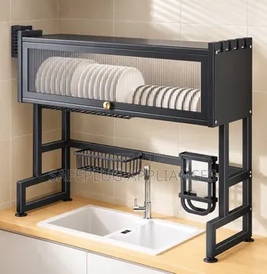 85CM Single Layer Over-the-Sink Kitchen Rack – Acrylic Glass Cover