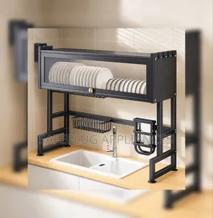 85CM Single Layer Over-the-Sink Kitchen Rack – Acrylic Glass Cover