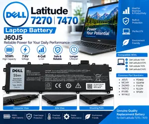 Dell J60J5 Laptop Battery for Latitude 7270 7470 55Wh 4 Cell