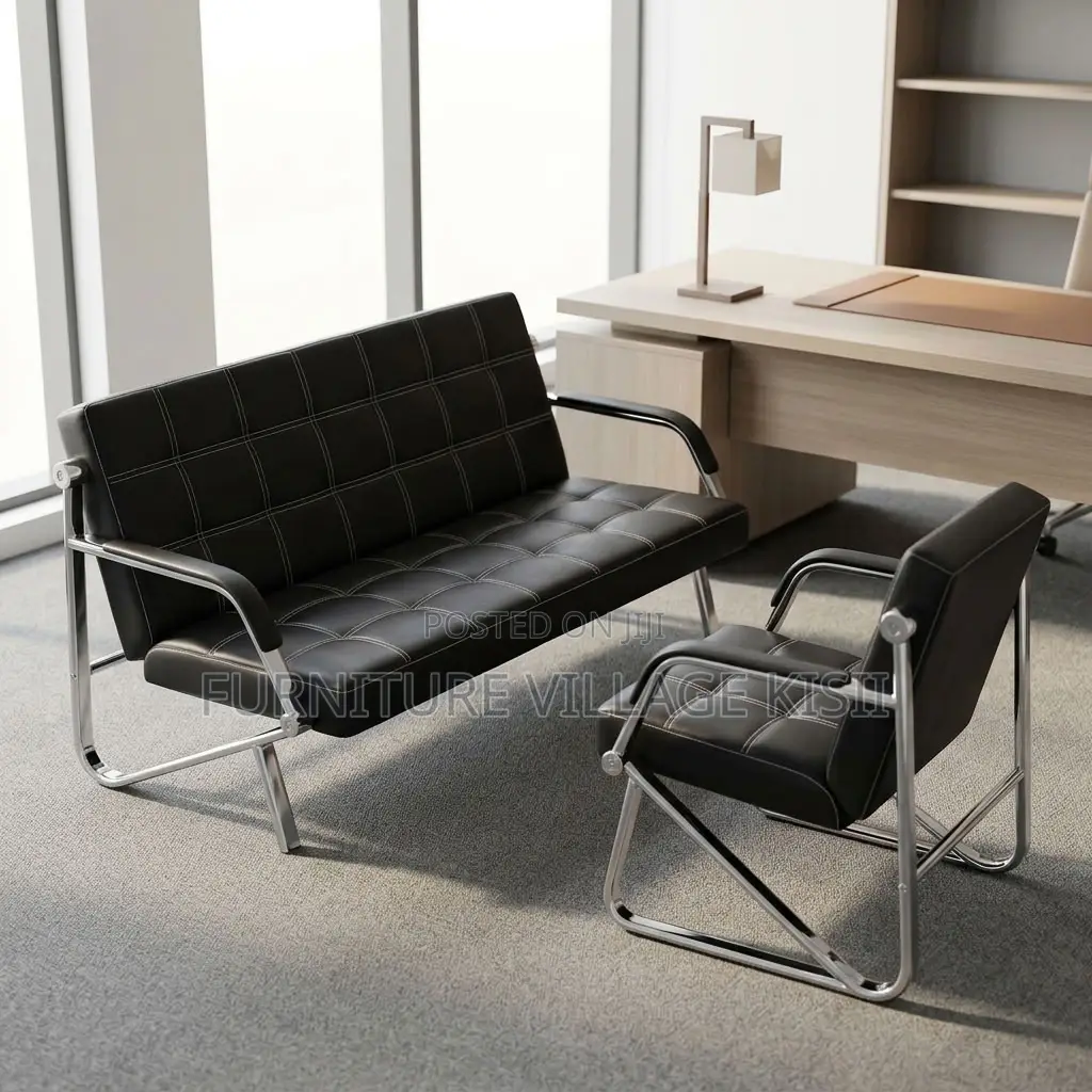 5-Seater Leather Office Sofa