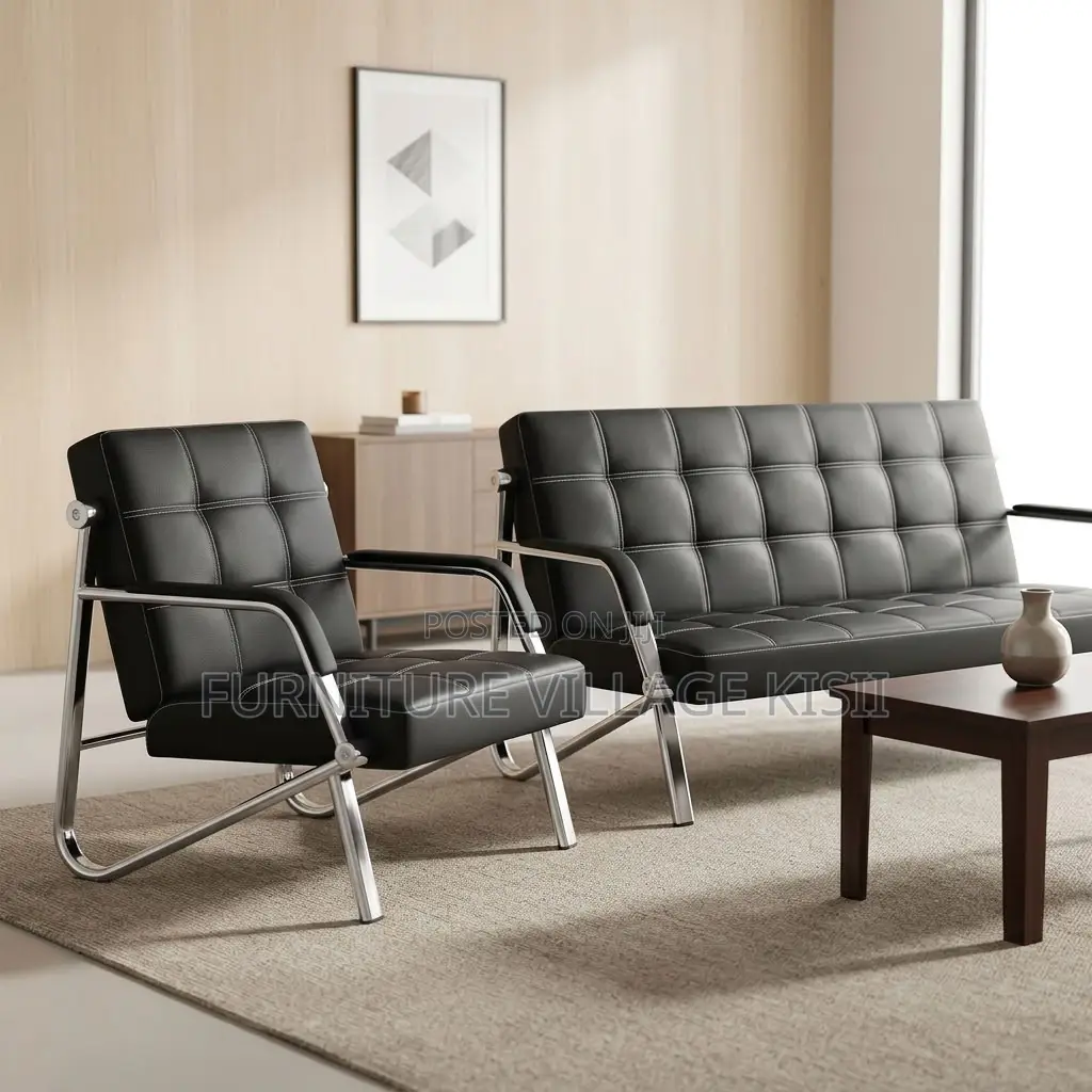 5-Seater Leather Office Sofa