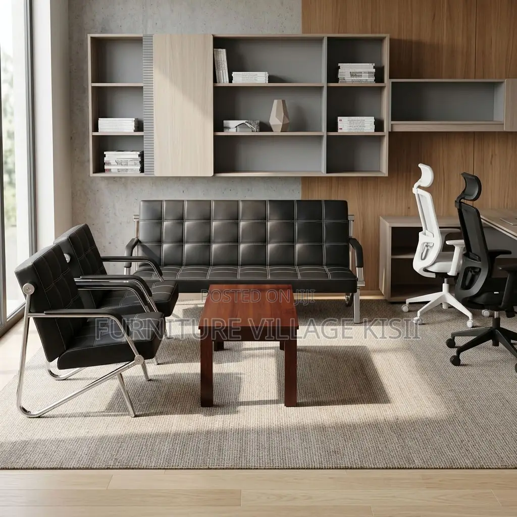 5-Seater Leather Office Sofa
