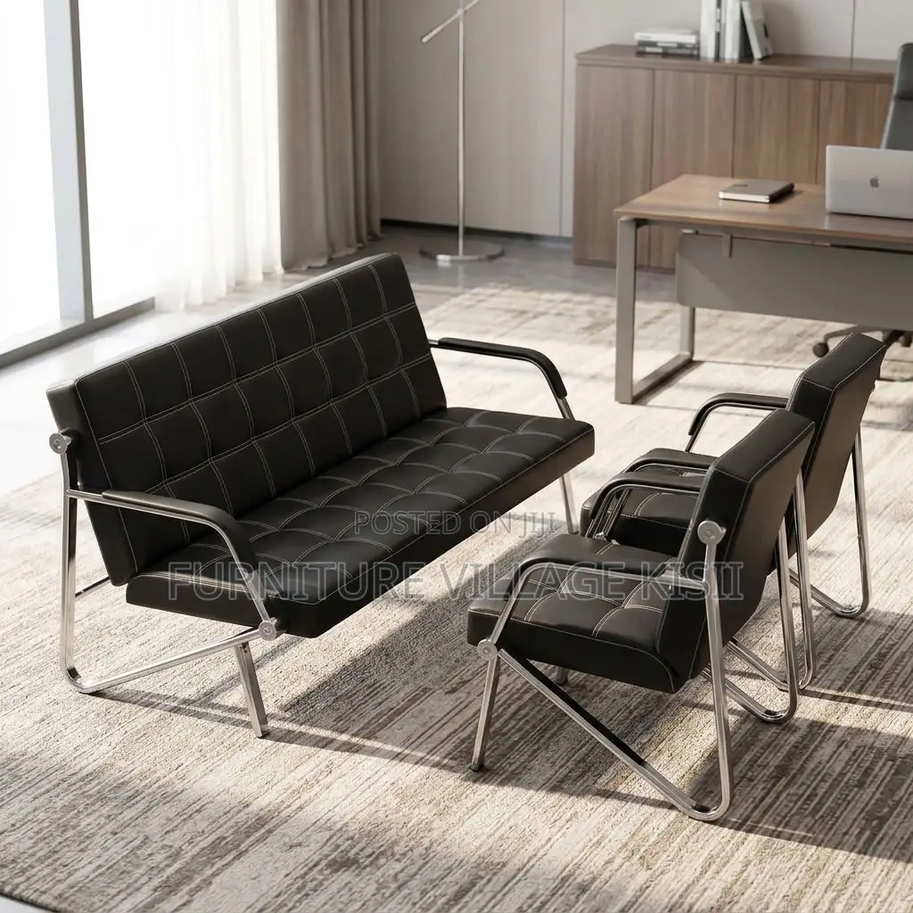 5-Seater Leather Office Sofa