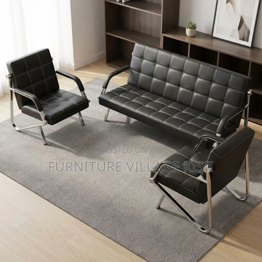 5-Seater Leather Office Sofa