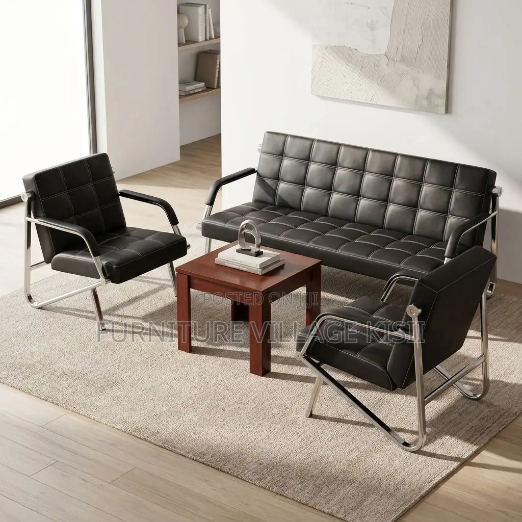 5-Seater Leather Office Sofa