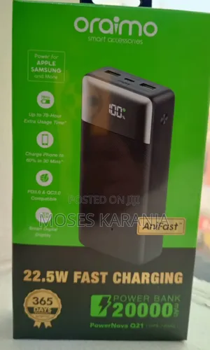 Oraimo 20,000mAh 22.5W Fast Charge Power Bank