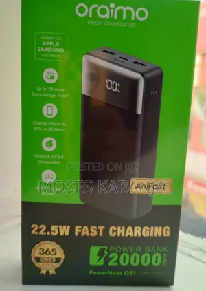 Oraimo 22.5W 20,000mAh High Capacity Power Bank