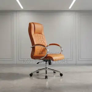 Office Chairs; Brown Swivel Executive Adjustable Lewather Chairs