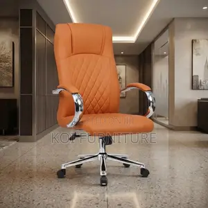 Office Chairs; Brown Swivel Executive Adjustable Lewather Chairs