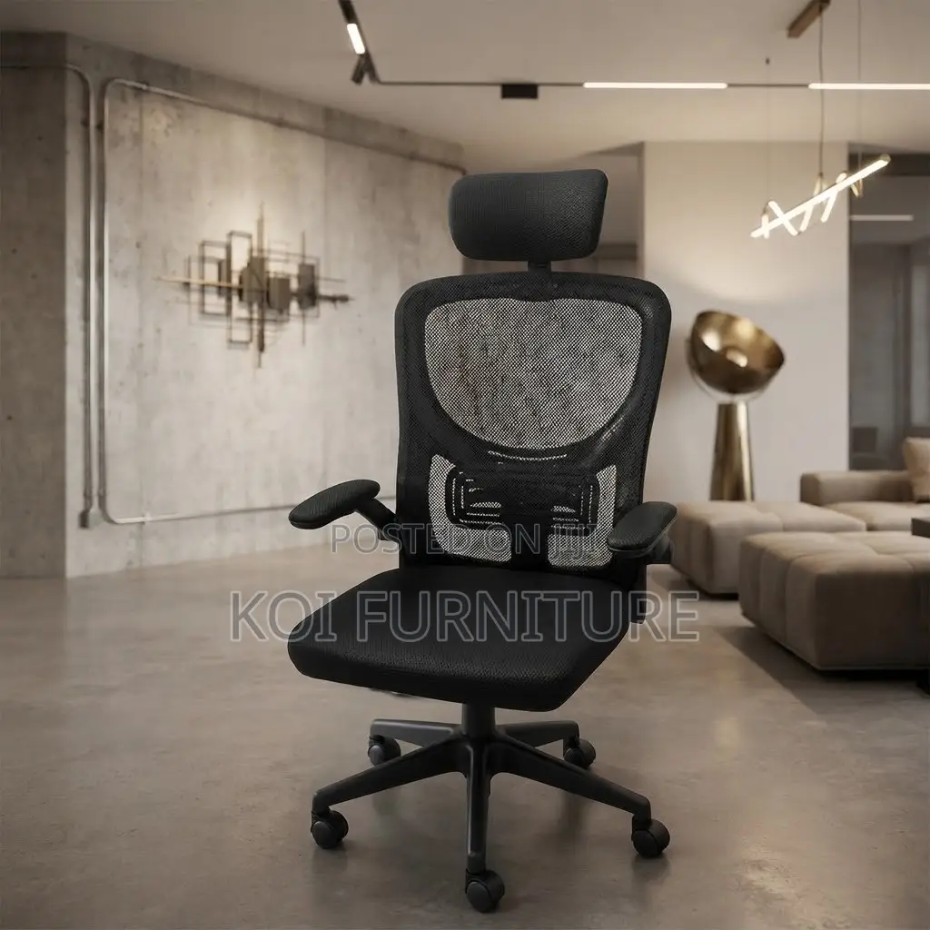 Office Chairs; Ergonomic Executive Black Fabric Seat