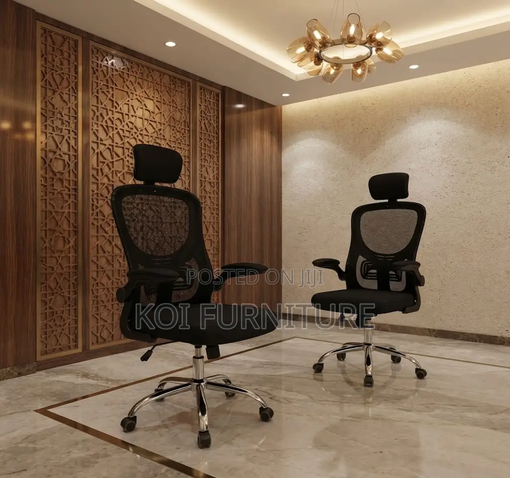 Office Chairs; Ergonomic Executive Black Fabric Seat