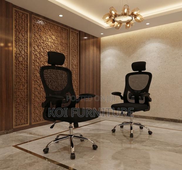 Office Chairs; Ergonomic Executive Black Fabric Seat - thumbnail 6