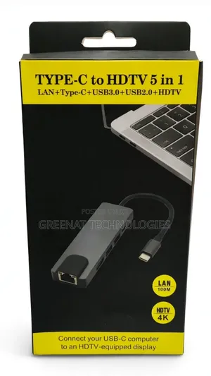 Type-C Hub 5in1 HDMI LAN USB Laptop Adapter