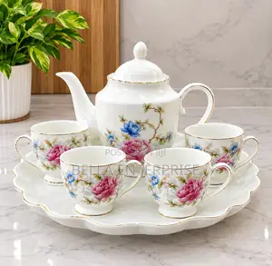 Orcelain Tea Set With Rose Pattern