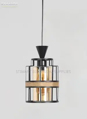 Elegant Black Cage With Rope Pendant Light