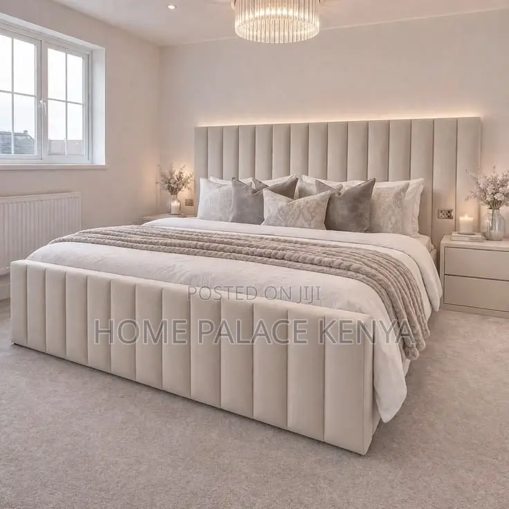 Bed; Premium Fabric Bed Frame for Stylish Bedroom and Home Interiors