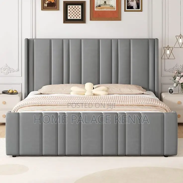 Bed; Premium Fabric Bed Frame for Stylish Bedroom and Home Interiors