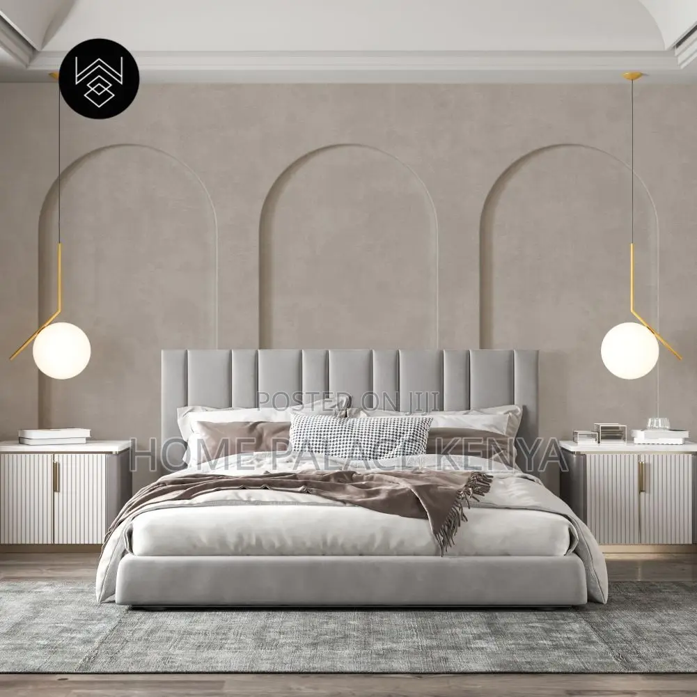 Bed; Premium Fabric Bed Frame for Stylish Bedroom and Home Interiors