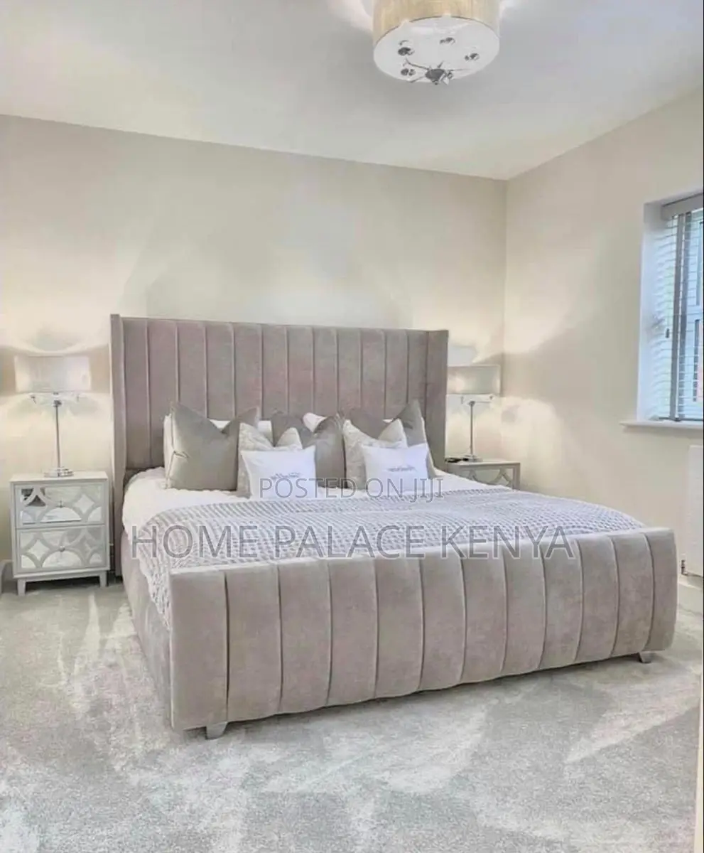 Bed; Premium Fabric Bed Frame for Stylish Bedroom and Home Interiors