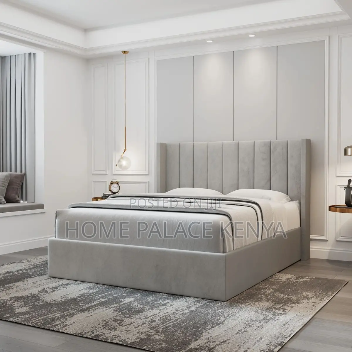 Bed; Premium Fabric Bed Frame for Stylish Bedroom and Home Interiors