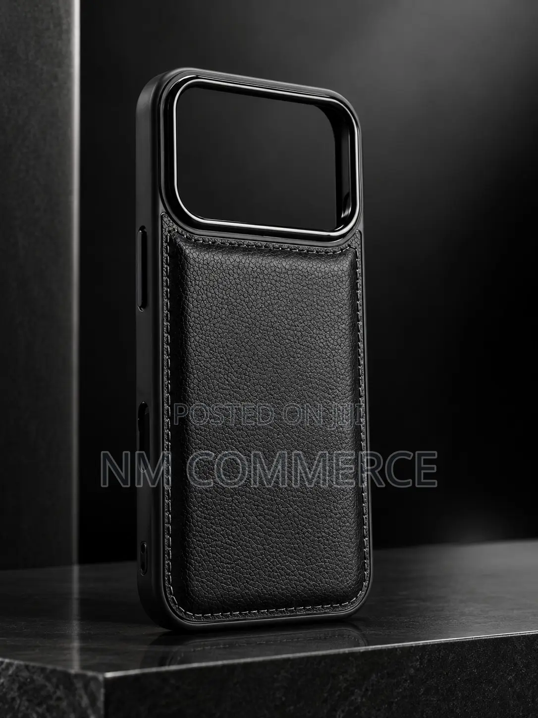 Premium Black Leather-Texture Case