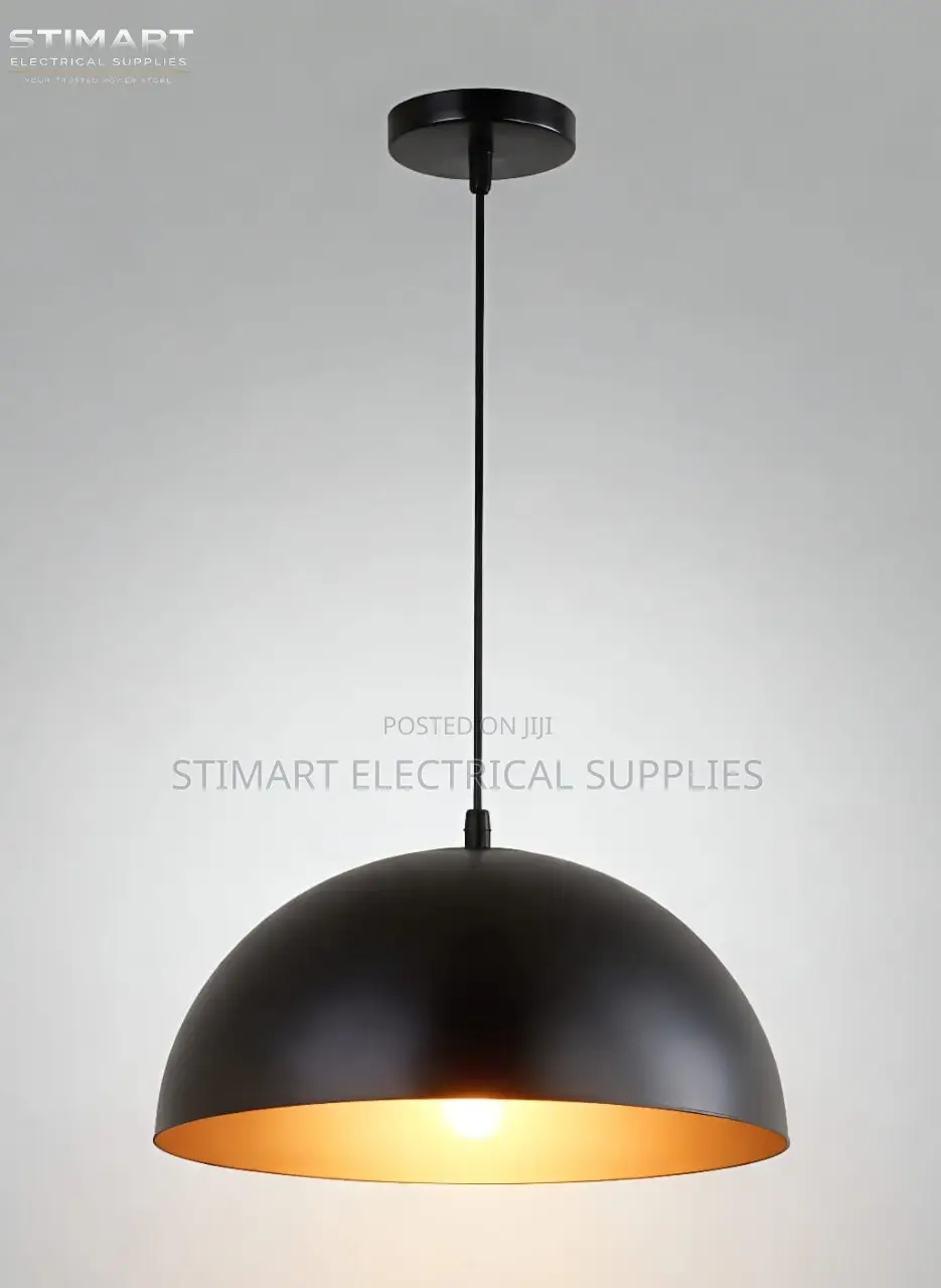 Modern Matte Black Gold Dome Pendant Light