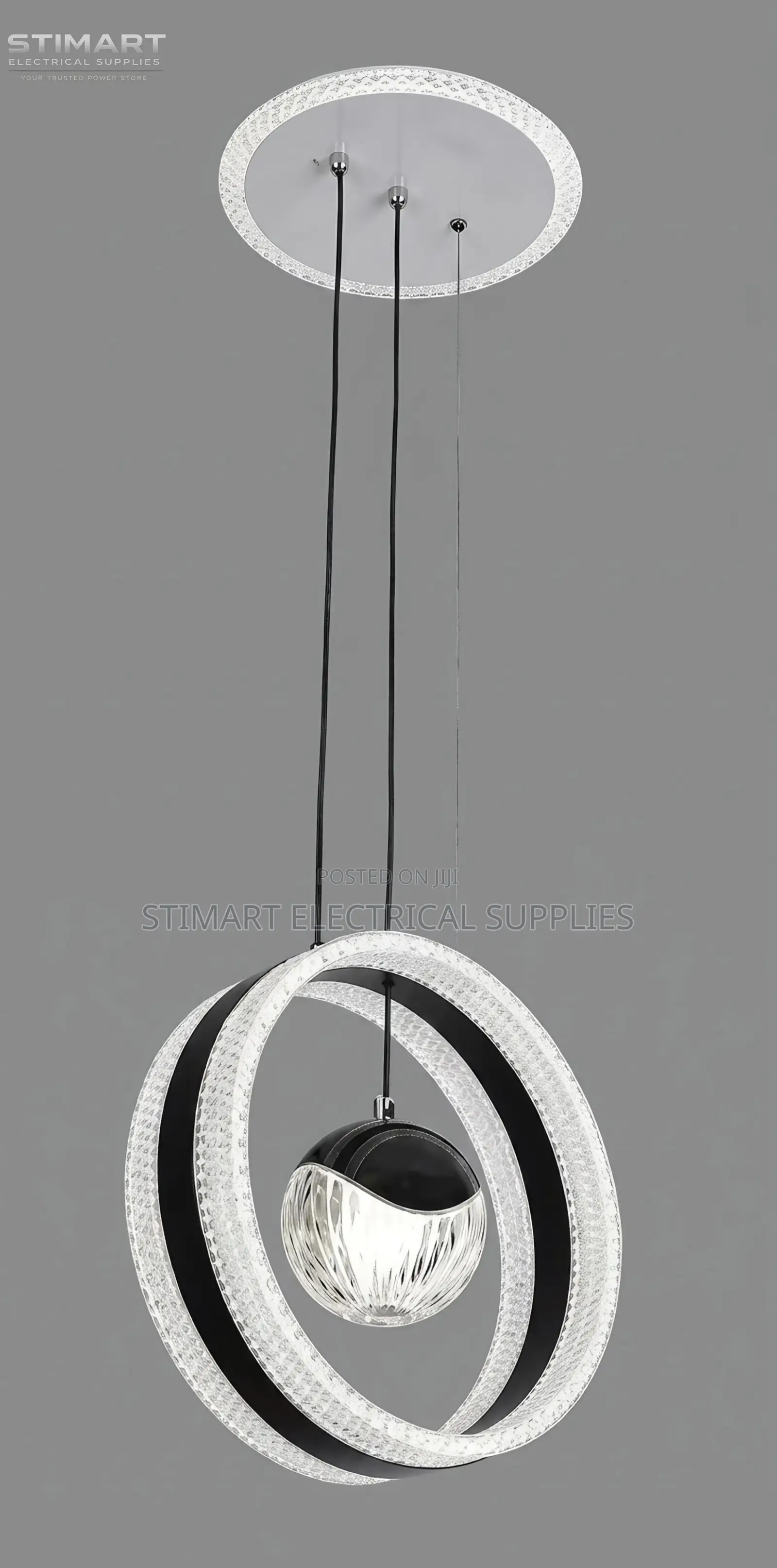 Black Crystal Ring LED Pendant Chandelier