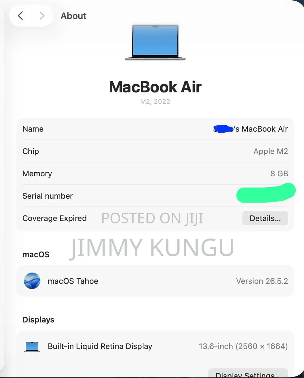 Laptop Apple MacBook Air 2022 M2 8GB Apple M2 SSD 256GB