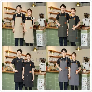 Kitchen Apron With Pockets and Adjustable Leather Straps