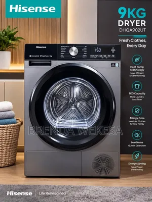 Hisense 9kg Front Load Heat Pump Dryer Kenya - DHQA902UT | Smart Dryer